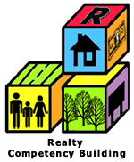 Building blocks displaying people holding hands, a house and trees. 