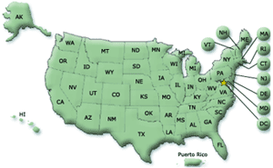 Map of the United States.
