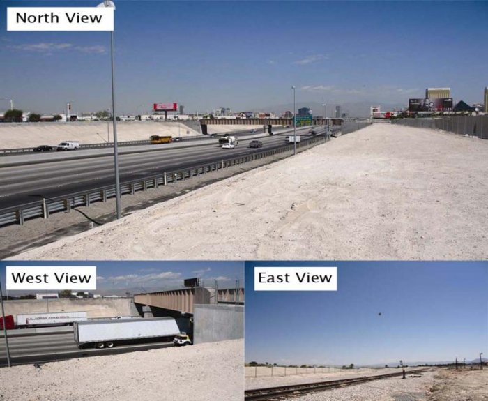 Three views of highway I-15 from the North, West, and East.