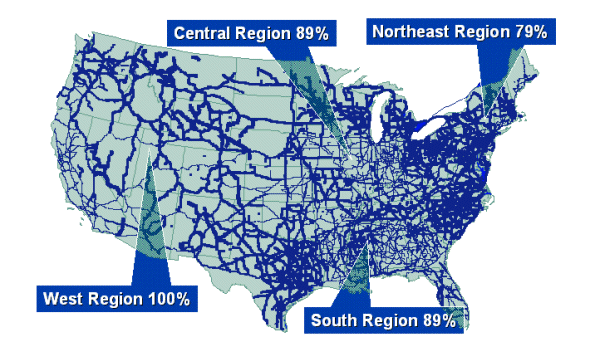 image of the United States showing regional growth rates