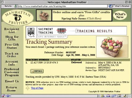 screen shot of a customer tracking software program