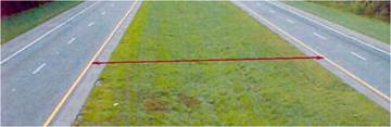Figure 4.50 provides a visual for the manner in which median width is to be measured. An error crosses the median from each side of the road.