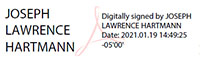 Electronic Signature of Joseph Lawrence Hartmann