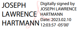 Electronic Signature of Joseph Lawrence Hartmann