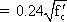 f sub r equals 0.24 multiplied by square root of f prime c