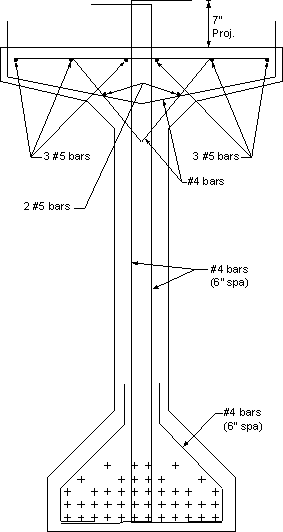 Figure showing a beam cross section from an area near the girder ends with the shear and flexure reinforcement provided.