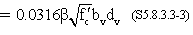 V sub c equals 0.0316 times beta times square root of f prime sub c times b sub v times b sub v. (S5.8.3.3-3)