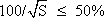 100 divided by square root of S has to be less than 50 percent.