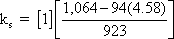 k sub s equals 1 times the quantity 1064 minus 94 times 4.58 end quantity divided by 923.