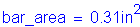 Formula: bar_area = 0 point 31 inches squared