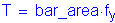 Formula: T = bar_area times f subscript y