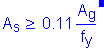 Formula: A subscript s greater than or equal to 0 point 11 numerator (A subscript g) divided by denominator (f subscript y) . Equation not used