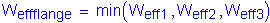 Formula: W subscript effflange = min ( W subscript eff1 ,W subscript eff2 ,W subscript eff3 )