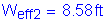 Formula: W subscript eff2 = 8 point 58 feet