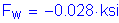 Formula: F subscript w = minus 0 point 028 ksi