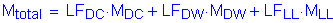 Formula: M subscript total = LF subscript DC times M subscript DC + LF subscript DW times M subscript DW + LF subscript LL times M subscript LL