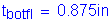 Formula: t subscript botfl = 0 point 875 inches