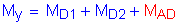 Formula: M subscript y = M subscript D1 + M subscript D2 + M subscript AD