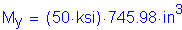 Formula: M subscript y = ( 50 ksi) times 745 point 98 inches cubed