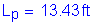 Formula: L subscript p = 13 point 43 feet