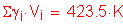 Formula: Sigma gamma subscript i times V subscript i = 423 point 5 K