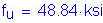 Formula: f subscript u = 48 point 84 ksi