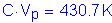 Formula: C times V subscript p = 430 point 7 K