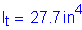 Formula: I subscript t = 27 point 7 inches superscript 4