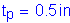 Formula: t subscript p = 0 point 5 inches