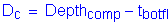 Formula: D subscript c = Depth subscript comp minus t subscript botfl