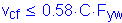 Formula: v subscript cf less than or equal to 0 point 58 times C times F subscript yw