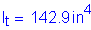 Formula: I subscript t = 142 point 9 inches superscript 4