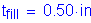 Formula: t subscript fill = 0 point 50 inches