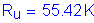 Formula: R subscript u = 55 point 42 K