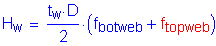 Formula: H subscript w = numerator (t subscript w times D) divided by denominator (2) times ( f subscript botweb + f subscript topweb )