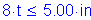 Formula: 8 times t less than or equal to 5 point 00 inches