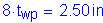 Formula: 8 times t subscript wp = 2 point 50 inches