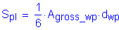 Formula: S subscript pl = numerator (1) divided by denominator (6) times A subscript gross_wp times d subscript wp