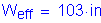 Formula: W subscript eff = 103 inches