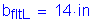 Formula: b subscript fltL = 14 inches