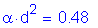 Formula: alpha times d squared = 0 point 48