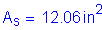 Formula: A subscript s = 12 point 06 inches squared