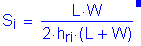 Formula: S subscript i = numerator (L times W) divided by denominator (2 times h subscript ri times ( L + W)) . Equation not used