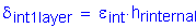 Formula: delta subscript int1layer = epsilon subscript int times h subscript rinternal