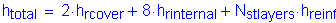 Formula: h subscript total = 2 times h subscript rcover + 8 times h subscript rinternal + N subscript stlayers times h subscript reinf