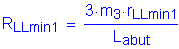 Formula: R subscript LLmin1 = numerator (3 times m subscript 3 times r subscript LLmin1) divided by denominator (L subscript abut)