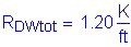 Formula: R subscript DWtot = 1 point 20 Kips per foot