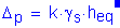 Formula: Delta subscript p = k times gamma subscript s times h subscript eq. Equation not used