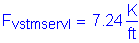 Formula: F subscript vstmservI = 7 point 24 Kips per foot