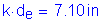 Formula: k times d subscript e = 7 point 10 inches